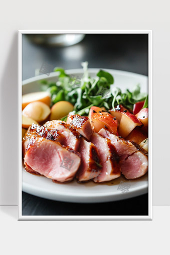 美味烤肉配蔬菜色拉营养健康美食推荐