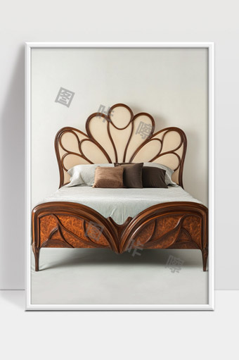 艺术风格复古木质雕花双人床现代家居卧室设计