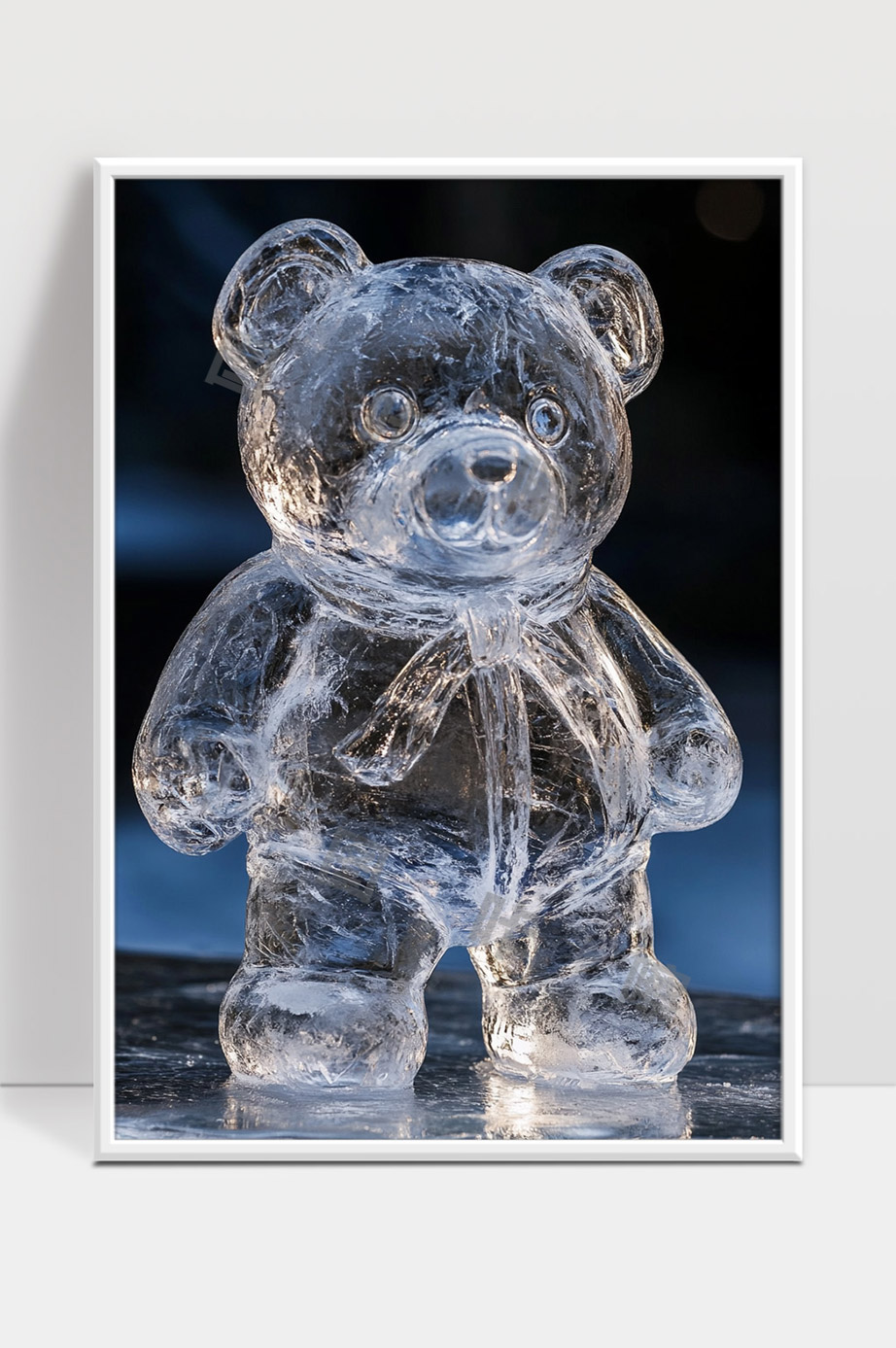 透明冰雕卡通小熊立体艺术造型展示