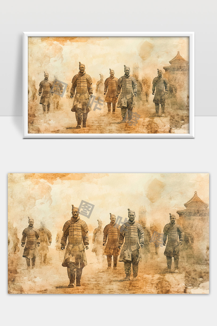 秦始皇兵马俑威武雄壮庄严古代军队形象