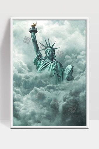 自由女神像耸立云端象征希望与自由精神
