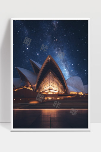 悉尼歌剧院夜景银河星空璀璨城市建筑美景