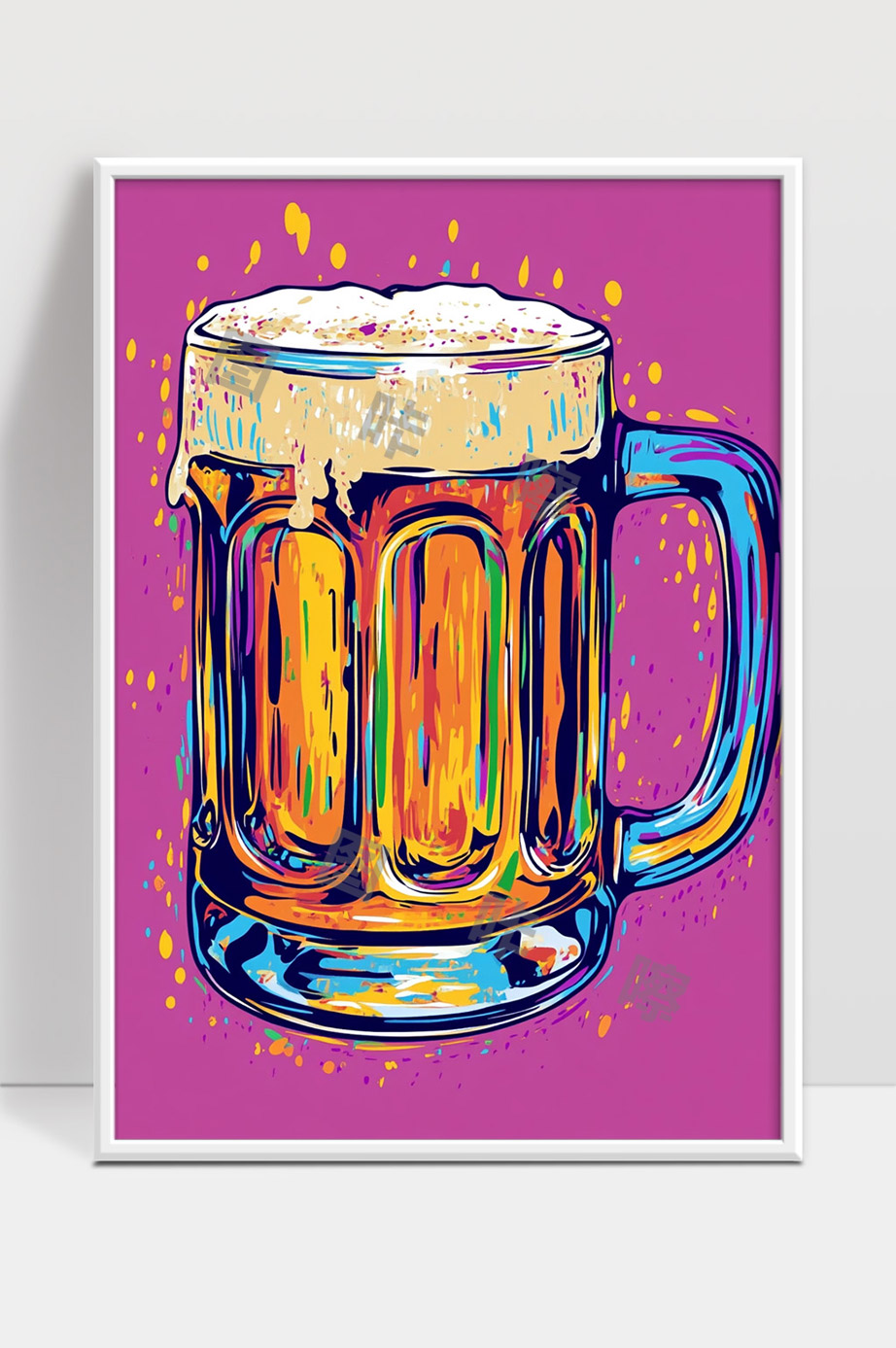 色彩丰富的卡通风格啤酒杯插画设计
