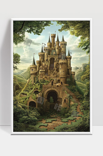 绿意环绕中的神秘古堡梦幻童话世界