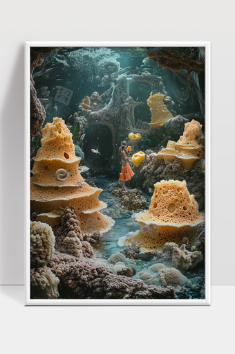 神秘海底奇幻世界中的奇异海绵生物景观