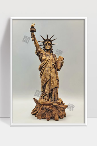 自由女神像木雕艺术品精美雕刻细节展示