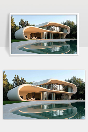 现代极简主义曲线别墅设计与自然环境融合