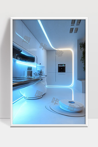 未来感高科技智能厨房现代简约设计