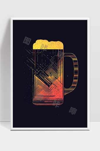 创意几何风格啤酒杯艺术插画设计