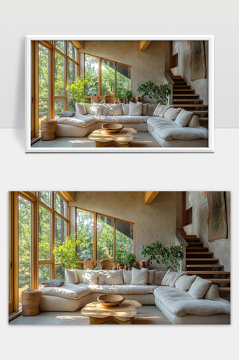 温馨舒适现代自然风格客厅居家休闲空间设计