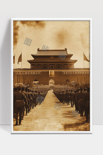 北京天安门广场军队阅兵庄严肃穆历史瞬间