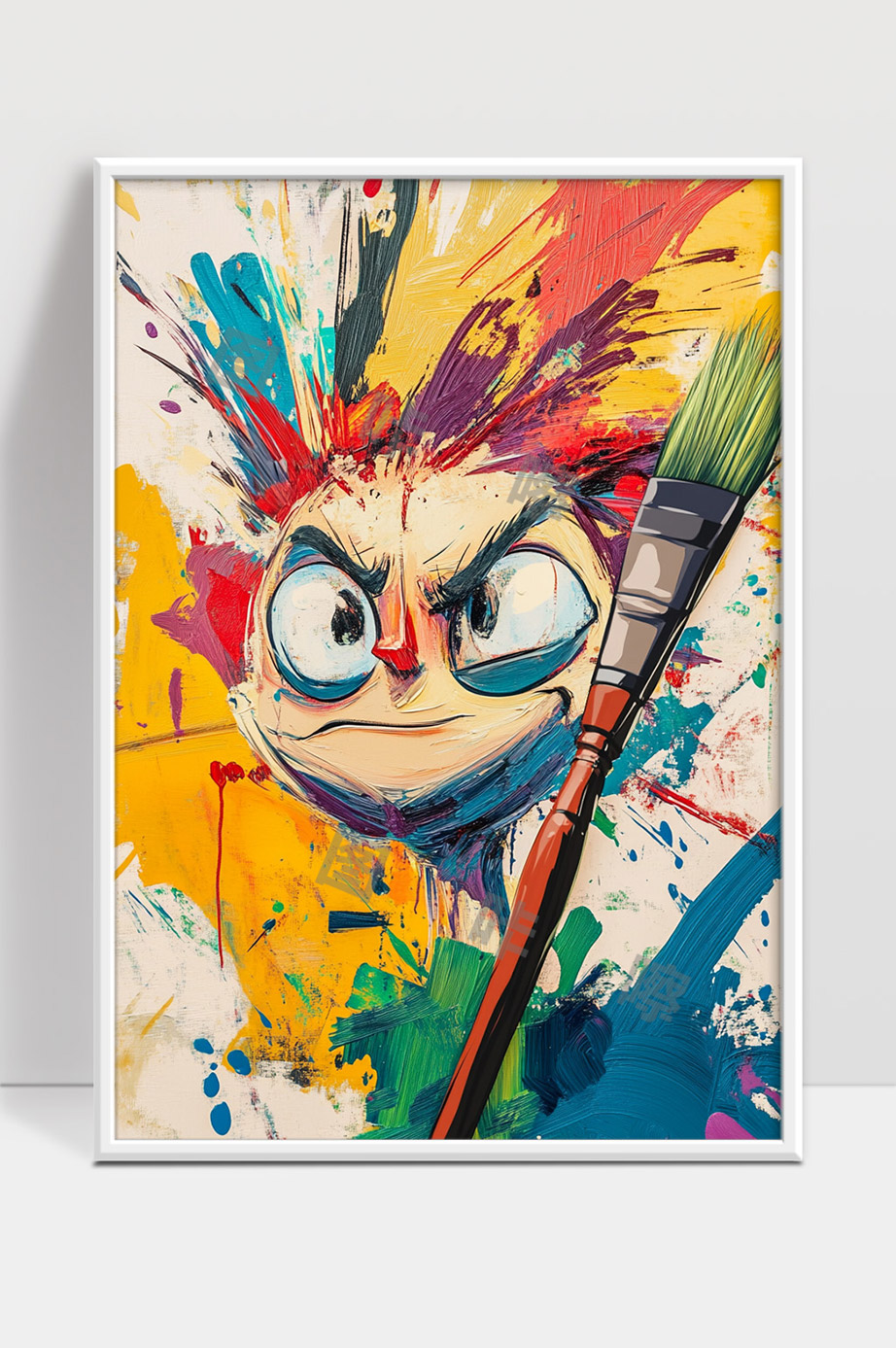 色彩爆炸的调皮卡通绘画形象和画笔创意