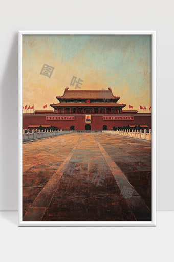 宏伟壮观的天安门广场日出景象