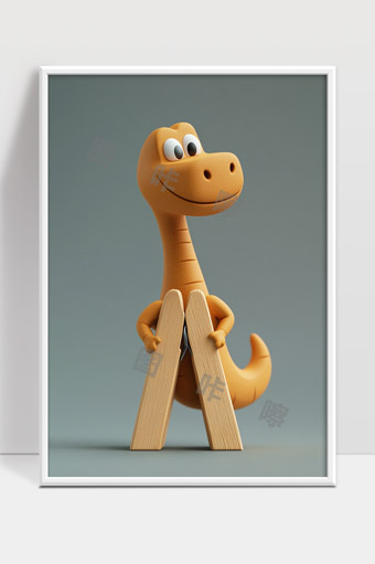 可爱卡通恐龙形象搭配木质衣夹创意设计