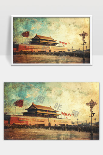 天安门广场人民群众聚集庄严庆典场景