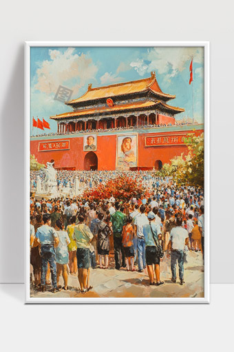 天安门广场盛大群众集会和毛主席画像