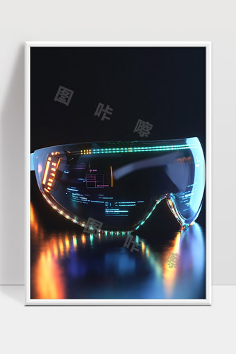 未来科技感数字显示智能护目镜设计展示
