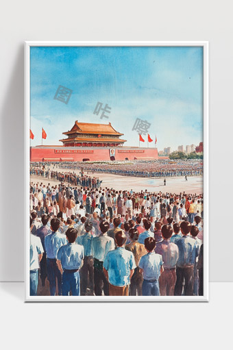 天安门广场群众集会壮观场面