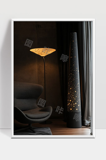 现代极简风格客厅星空灯与舒适休闲椅设计