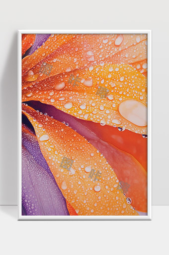 鲜花花瓣上的晶莹露珠特写美丽自然景观