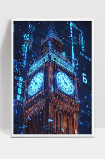 伦敦大本钟数字科技未来感夜景展示