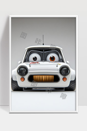 卡通可爱拟人化汽车正面表情生动有趣