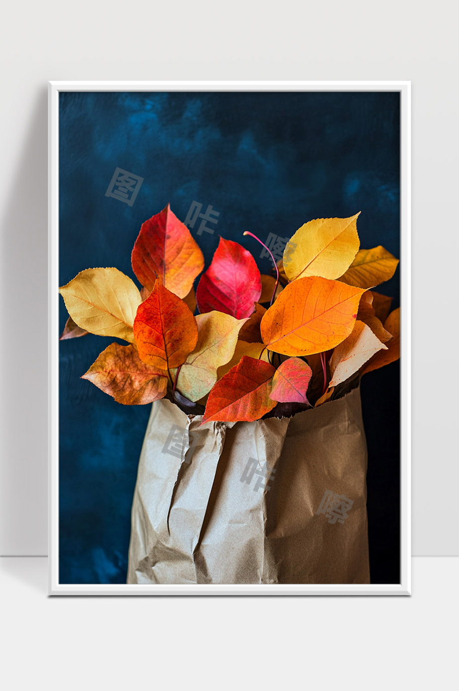 秋天色彩斑斓落叶装饰自然美景展示