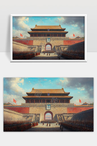 天安门广场升旗仪式庄严壮观历史建筑