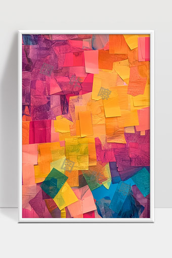 多彩几何抽象拼贴艺术创意背景装饰画