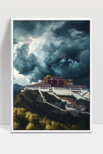 布达拉宫壮丽风云下的宏伟建筑景观