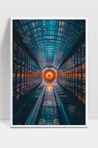 未来感城市建筑内部光影交错极致视觉空间体验