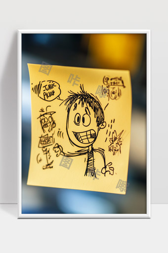 手绘卡通人物动态表情创意便签画