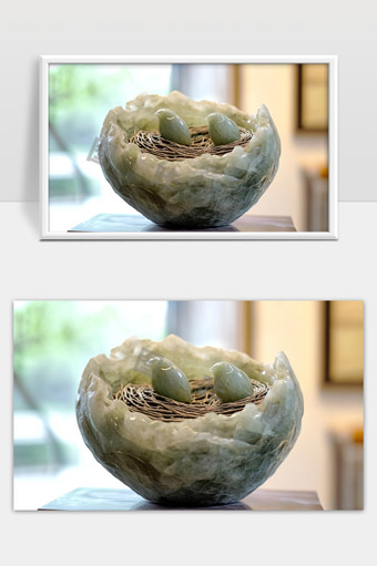 精美玉石鸟巢摆件艺术品展示