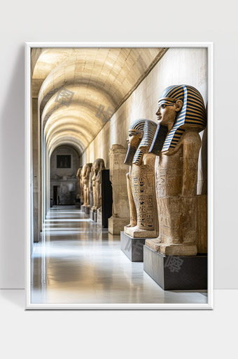 埃及法老古代雕像博物馆长廊历史文化展览