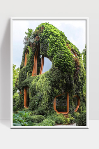 绿色植物覆盖的生态环保创意建筑设计