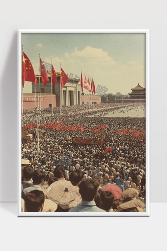 天安门广场盛大群众集会庆祝国庆壮观场面