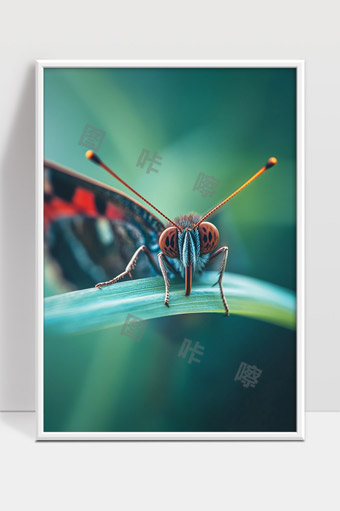 微距拍摄彩蝶面部细节风采展示自然生态美