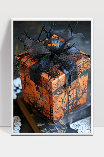 黑色蝙蝠装饰万圣节主题礼盒惊悚气氛浓郁