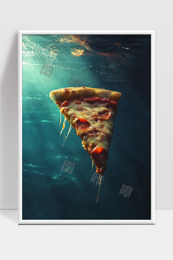 水下漂浮的披萨片视觉艺术创意摄影作品