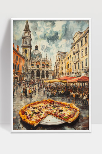 意大利风情街头披萨美食与历史建筑的完美融合