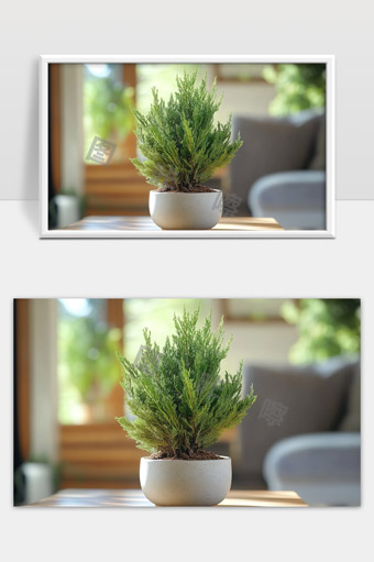 绿色盆栽植物摆放温馨室内环境中自然装饰