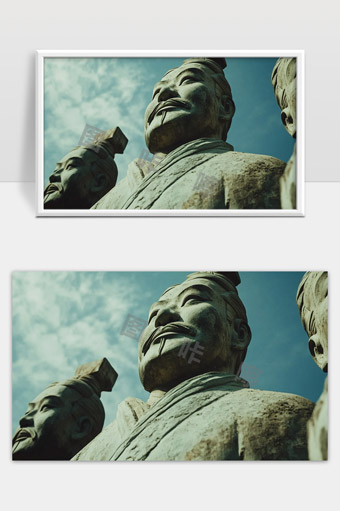 兵马俑雕塑群威武雄壮展现古代秦朝军队风采