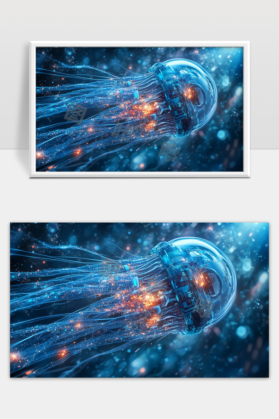 未来科技感数字水母人工智能虚拟生命体