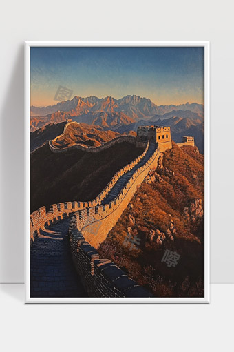 巍峨壮丽的长城横贯山脉秋日风光