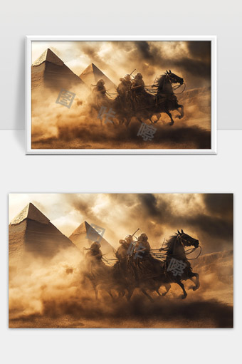 埃及金字塔前古代战车风云激荡战争场景