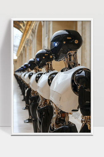 未来科技智能机器人军团整齐排列展现高科技魅力