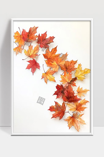 秋天枫叶飘落色彩斑斓自然美景欣赏