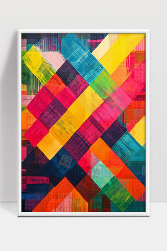 多彩几何交织抽象艺术现代装饰画