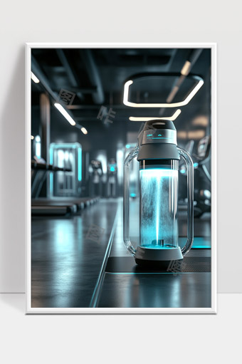 未来感智能运动水壶展现高科技健身生活场景