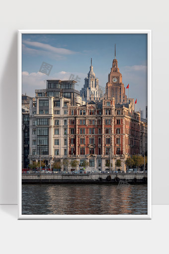 上海外滩历史建筑群和现代城市风光融合景象